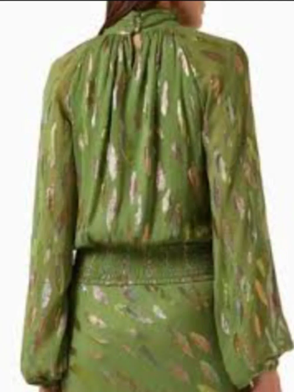 Never Fully Dressed Khaki Jacquard Skirt and Top Set (Green/Gold, US 20, NWT) - Picture 3 of 5